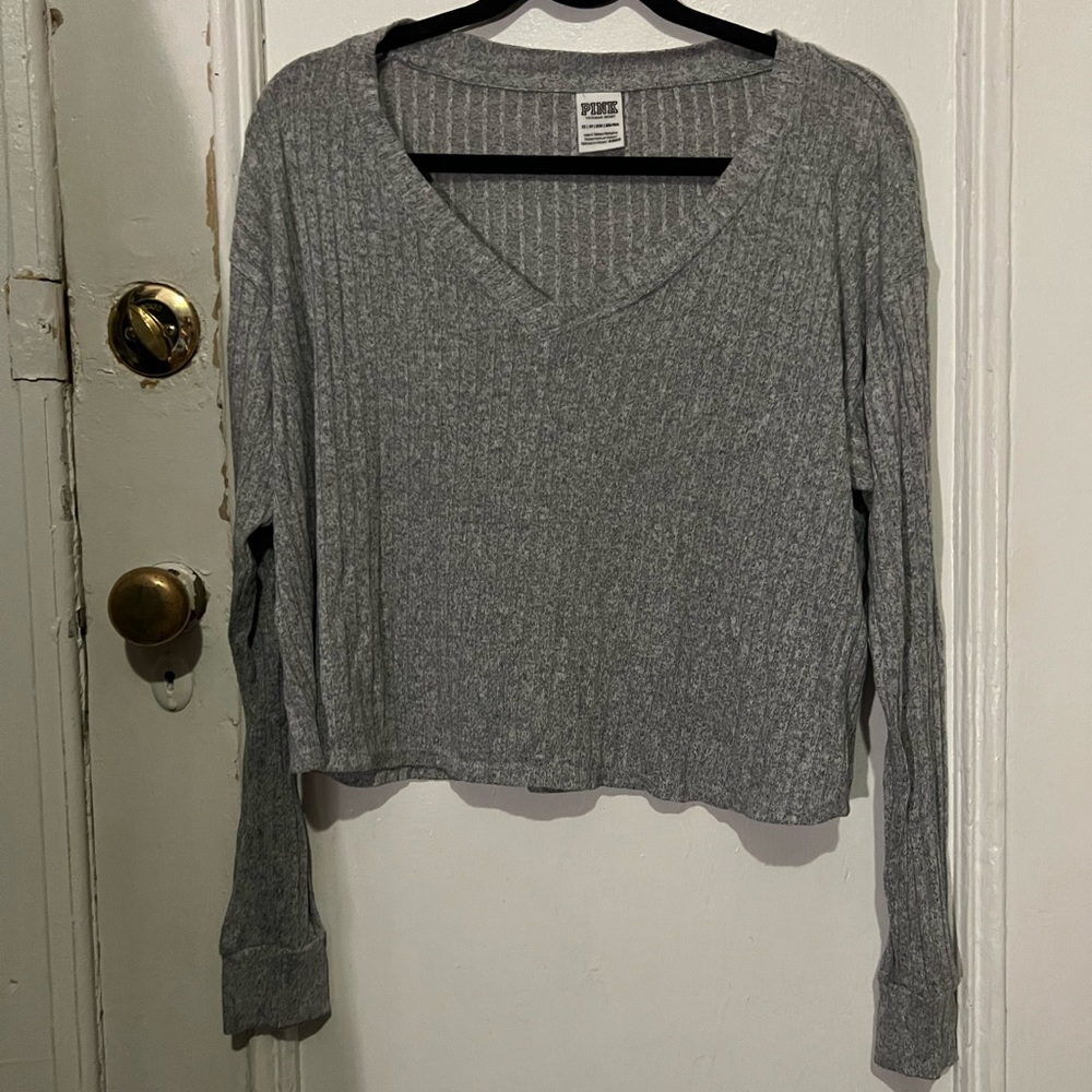 Victorias secret Pink grey knit long sleeve shirt lounge top